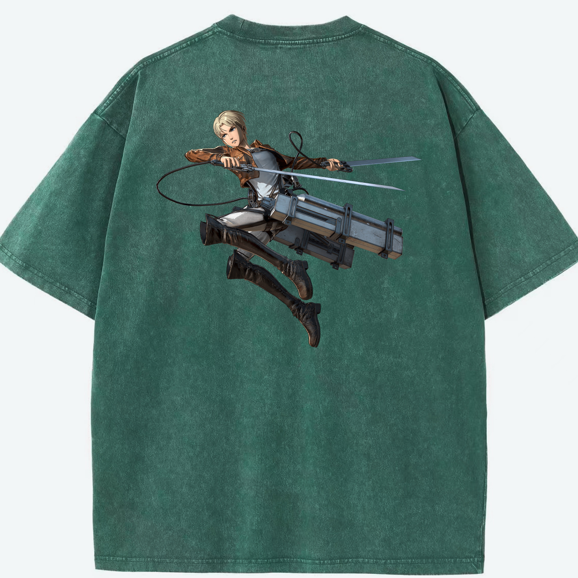 （画像用） 進撃の巨人 Attack on Titan 綿100% ヴィンテージ風 半袖Tシャツ（背面プリント）